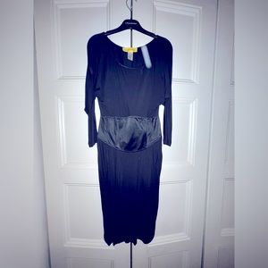 CATHERINE MALANDRINO Black Cotton 3/4 Sleeve Dress